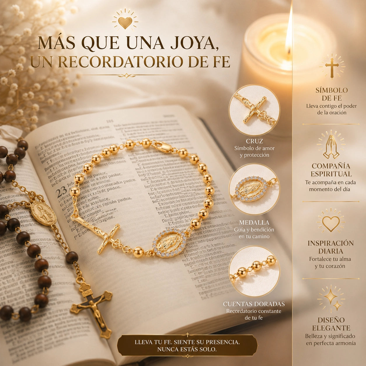 La Virgen contigo, en tu muñeca, cada día