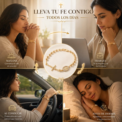 La Virgen contigo, en tu muñeca, cada día