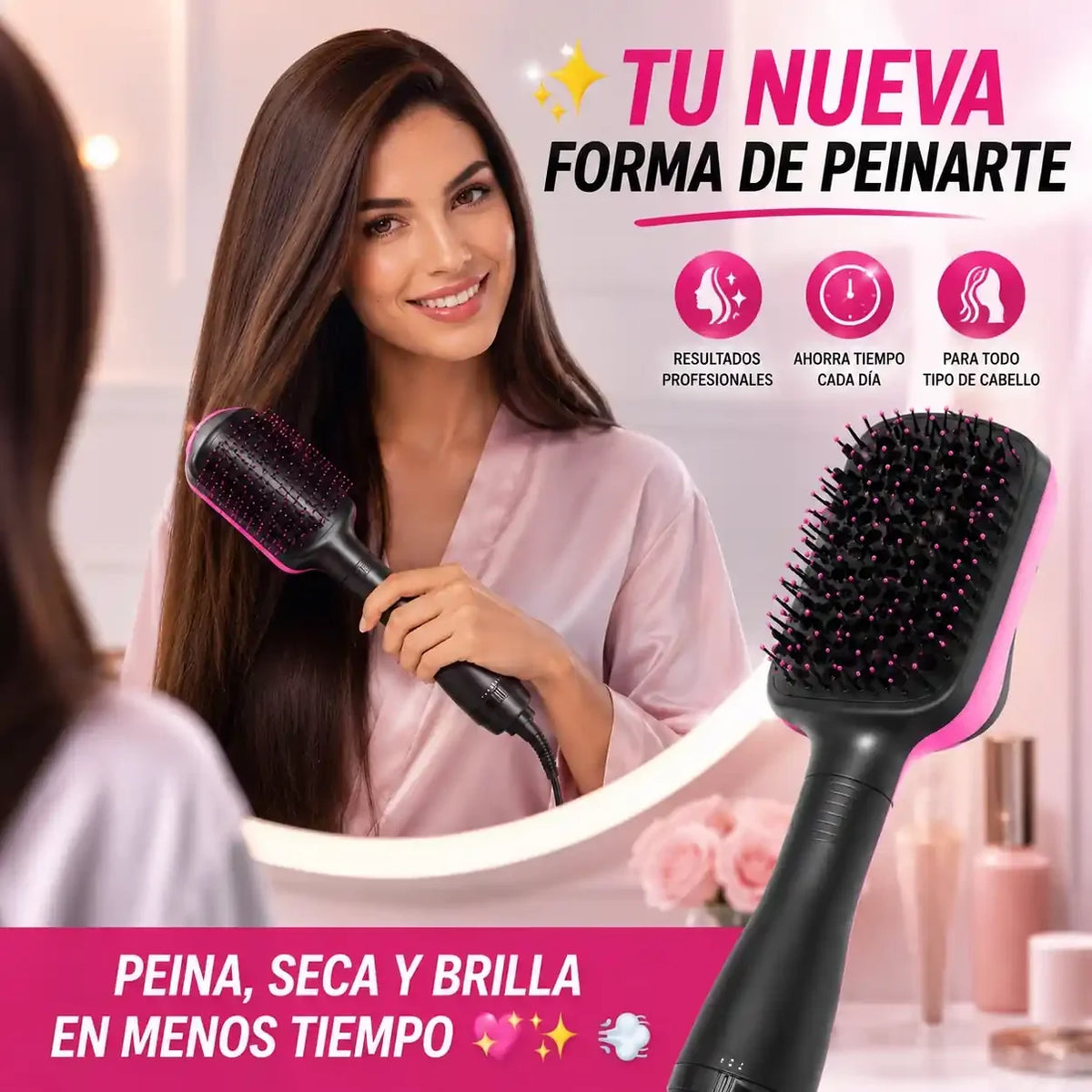 Cabello liso, seco y sin frizz en 10 minutos sin dañarlo